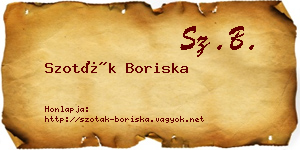Szoták Boriska névjegykártya